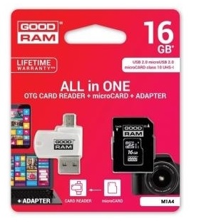 GoodRAM microSD 16GB class 10 + adpter + card reader - blister - M1A4-0160R12