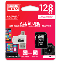 GoodRAM microSD 128GB class 10 + adpter + card reader - blister - M1A4-1280R12