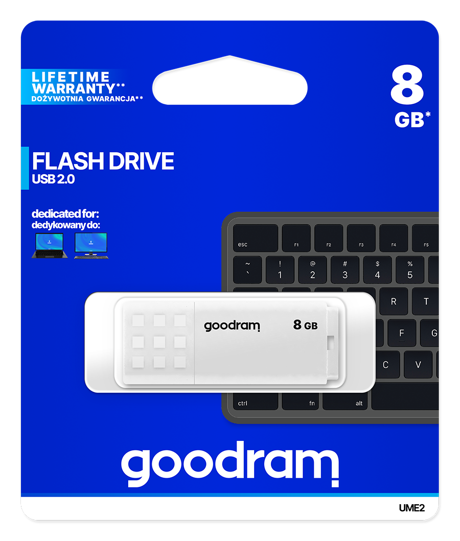 GoodRAM Pendrive 8GB UME2 white USB 2.0 - retail blister - UME2-0080W0R11
