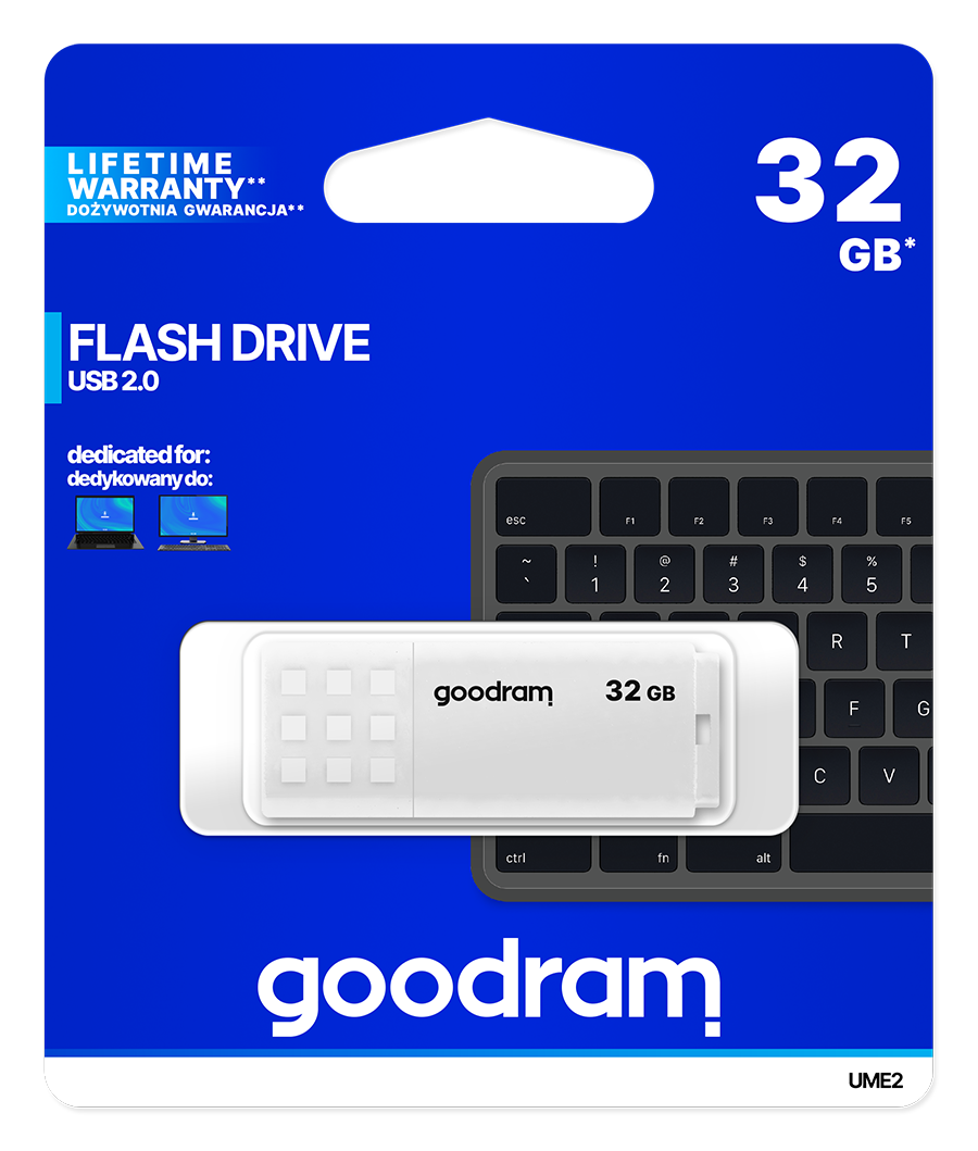 GoodRAM Pendrive 32GB UME2 white USB 2.0 - retail blister - UME2-0320W0R11
