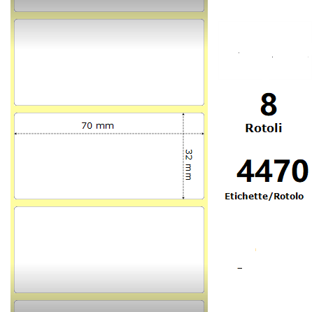 White 70x32mm,4470 Et/Rotolo Z-1000D,2.8x1.3x3 Core,8 Rolls