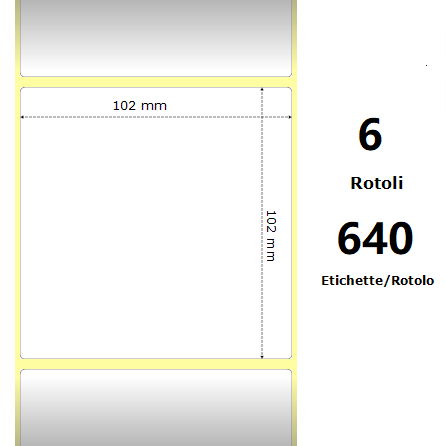 White 102x102mm, 640 Et/Rotolo Z-2000D 4x4x 1 Core, 6 Rolls