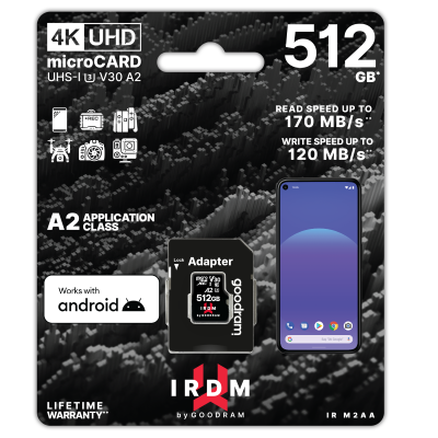 GoodRAM microSD IRDM 512GB UHS I U3 A2 + adapter - IR-M2AA-5120R12