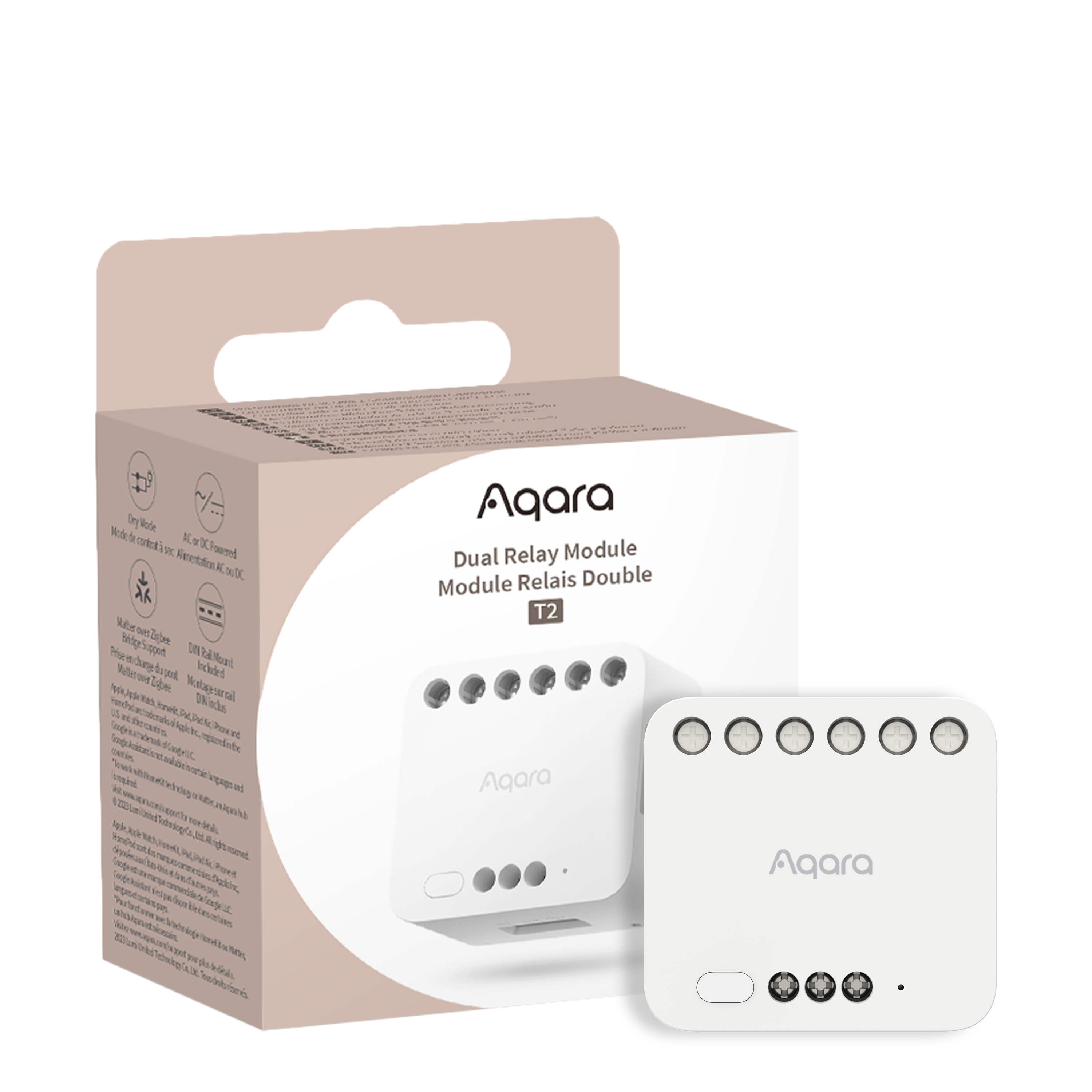 Aqara Modulo Relè Doppio T2 Zigbee - Luci/prese/tapparel/garage + contatto pulit