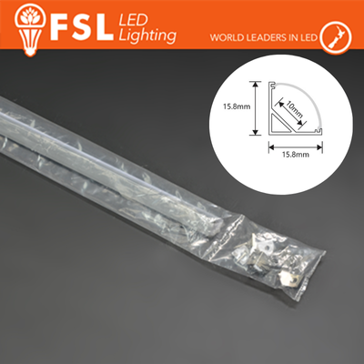 KIT PROFILO ALLUMINIO 6063 - Angolare 2m SILVER - Certificato 20w/m