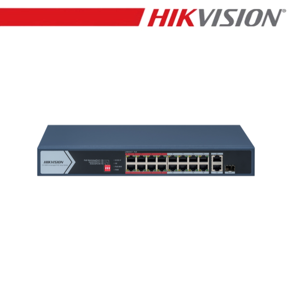 Hikvision Switch PoE Non Gestito Fast Ethernet 16 Porte - DS-3E0318P-E-M-C
